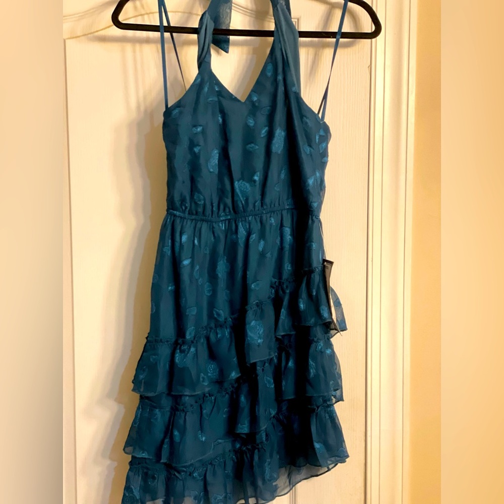 NWT Teal Lace Blue Halter Dress